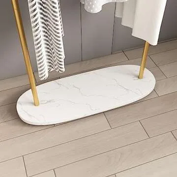 Smlttel Gold Clothing Rack with Sturdy Marble Base