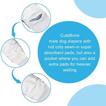 CuteBone Washable Belly Bands for Male Dogs - DM07S