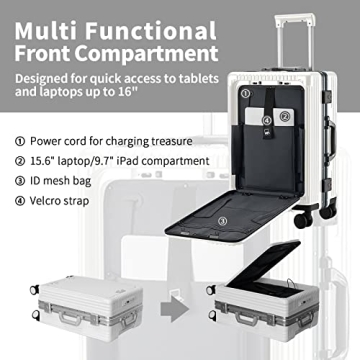 Stylish CAARANY Aluminum Carry-On Luggage 20-Inch