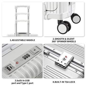 Stylish CAARANY Aluminum Carry-On Luggage 20-Inch