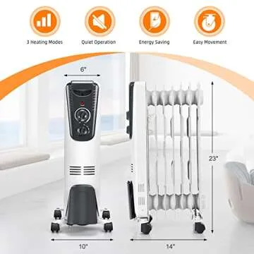 TANGKULA 1500W Oil Filled Radiator Heater for Home