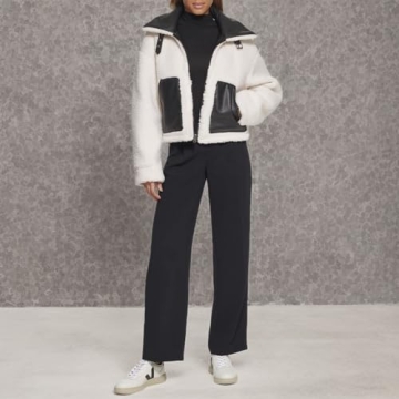 Levi's Women's Reversible Sherpa Faux Leather Jacket Black Cream