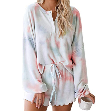 Asvivid Tie Dye Lounge Set Soft Pajamas for Women