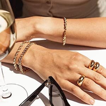 JINEAR Chunky Gold Dome Ring for Men and Women