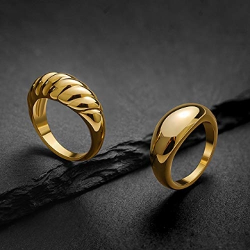 JINEAR Chunky Gold Dome Ring for Men and Women