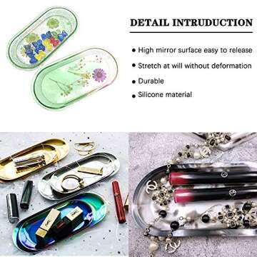 DIY Tray Resin Mold,Craft Jewelry Making Tool Epoxy Mold Resin Mold Silicone Mould Jewelry Plate Dish Casting Mold(Oval)