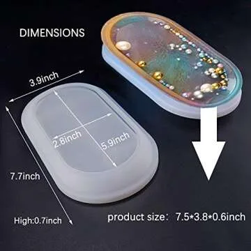 DIY Tray Resin Mold,Craft Jewelry Making Tool Epoxy Mold Resin Mold Silicone Mould Jewelry Plate Dish Casting Mold(Oval)