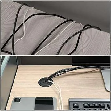 HYCC 5 Pack 2-3/8 Inch Flexible Desk Grommet,Organize Wires and Cables on Office Equipment, Computer Components, Entertainment Systems Effectively - Color: Black