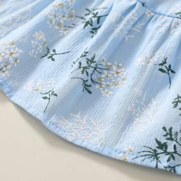 YOUNGER TREE Toddler Baby Girls Rainbow Dress Princess Sleeveless Halter Beach Tutu Sundress (2-3T, Blue Floral)