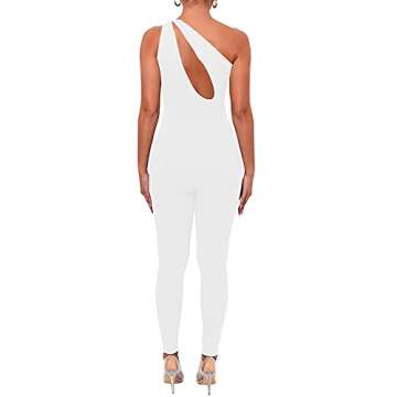 SHESEEWORLD Women's Sexy Cutout Sleeveless One Shoulder Bodycon Backless Party Short Long Jumpsuits ...