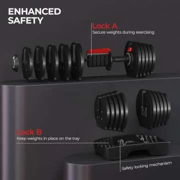 Yaheetech Adjustable Dumbbell Set 25/40/52.5/90LBS Adjustable Dumbbells Fast Adjust Dumbbell Weight Set with Anti-Slip Handle and Tray for Men/Women Home Gym Strength Training Equipment Single/Pair