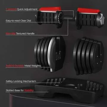 Yaheetech Adjustable Dumbbell Set 25/40/52.5/90LBS Adjustable Dumbbells Fast Adjust Dumbbell Weight Set with Anti-Slip Handle and Tray for Men/Women Home Gym Strength Training Equipment Single/Pair