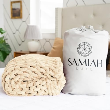 SAMIAH LUXE Chunky Knit Blanket - Cozy & Elegant Throw