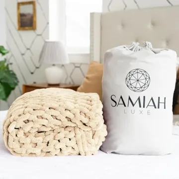 SAMIAH LUXE Chunky Knit Blanket - Cozy & Elegant Throw