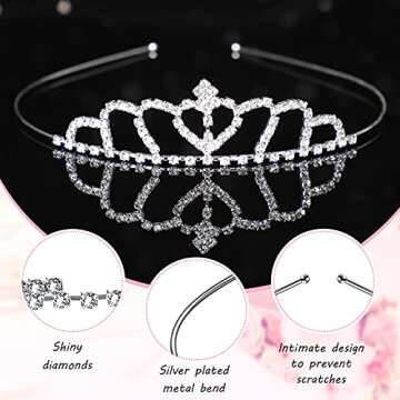 Chuangdi 16 Pcs Bulk Girls Tiara Crown Silver Princess Rhinestone Headband Crystal Wedding Tiara for Kid Women Birthday Party(Lovely Style)