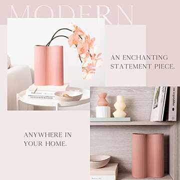 Luxe Infinity Pink Vase, 9” Pink Ceramic Vase, Modern Flower Vases for Decor, Ceramic Vases for Flowers, Decorative Vase for Flowers, Tall Vase, Modern Vase, Boho Vase, Unique Pink Flower Vase
