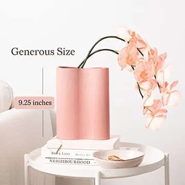 Luxe Infinity Pink Vase, 9” Pink Ceramic Vase, Modern Flower Vases for Decor, Ceramic Vases for Flowers, Decorative Vase for Flowers, Tall Vase, Modern Vase, Boho Vase, Unique Pink Flower Vase
