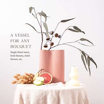 Luxe Infinity Pink Vase, 9” Pink Ceramic Vase, Modern Flower Vases for Decor, Ceramic Vases for Flowers, Decorative Vase for Flowers, Tall Vase, Modern Vase, Boho Vase, Unique Pink Flower Vase