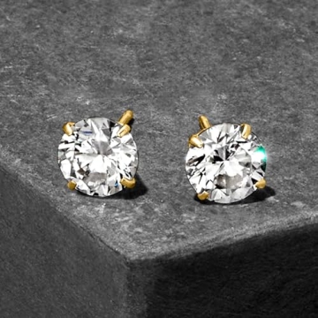 Stunning CZ Stud Earrings in 14kt Yellow Gold