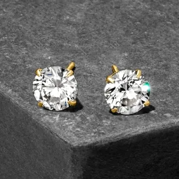 Stunning CZ Stud Earrings in 14kt Yellow Gold