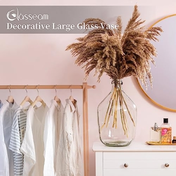 Large Clear Glass Floor Vase by Glasseam for Home Decor