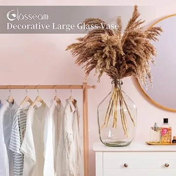 Large Clear Glass Floor Vase by Glasseam for Home Decor