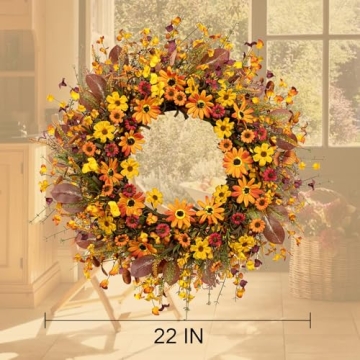 VioletEverGarden 22 Inch Fall Wreath for All Occasions