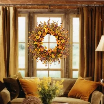 VioletEverGarden 22 Inch Fall Wreath for All Occasions