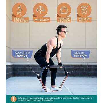 NYPOT- Workout Bow & Portable Home Gym Equipment - Resistance Bands with Bar for Home Workout Equipment Men & Women All in One Gym for Strength Training