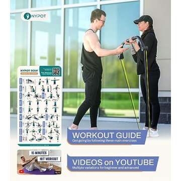 NYPOT- Workout Bow & Portable Home Gym Equipment - Resistance Bands with Bar for Home Workout Equipment Men & Women All in One Gym for Strength Training