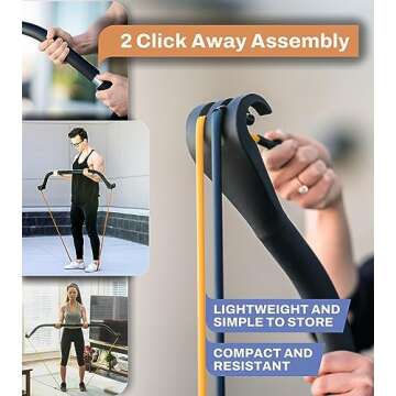 NYPOT- Workout Bow & Portable Home Gym Equipment - Resistance Bands with Bar for Home Workout Equipment Men & Women All in One Gym for Strength Training