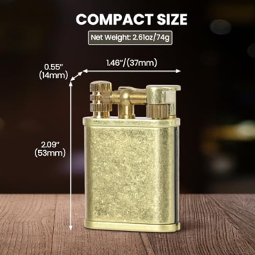 CHOICEDC Vintage Lighter Permanent Match, Cool Trench Lighter Brass Pipe Lighter, Unique Lighters, Antique Kerosene Lighter Fluid Refillable, Reusable Waterproof Matches Lighters, Classic Gift for Men