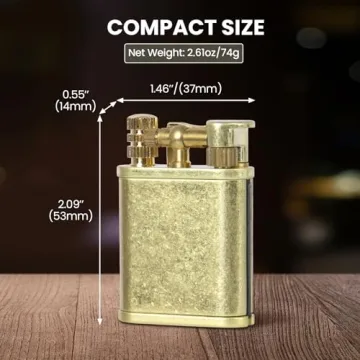 CHOICEDC Vintage Lighter Permanent Match, Cool Trench Lighter Brass Pipe Lighter, Unique Lighters, Antique Kerosene Lighter Fluid Refillable, Reusable Waterproof Matches Lighters, Classic Gift for Men