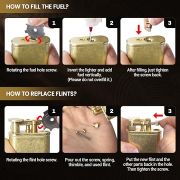 CHOICEDC Vintage Lighter Permanent Match, Cool Trench Lighter Brass Pipe Lighter, Unique Lighters, Antique Kerosene Lighter Fluid Refillable, Reusable Waterproof Matches Lighters, Classic Gift for Men