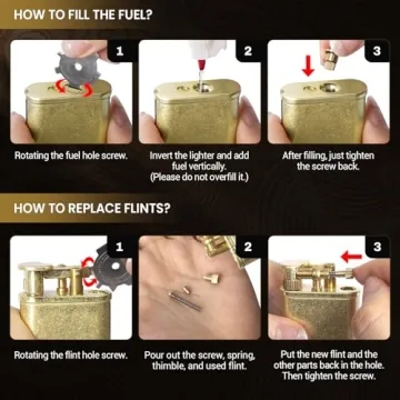 CHOICEDC Vintage Lighter Permanent Match, Cool Trench Lighter Brass Pipe Lighter, Unique Lighters, Antique Kerosene Lighter Fluid Refillable, Reusable Waterproof Matches Lighters, Classic Gift for Men