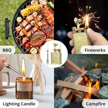 CHOICEDC Vintage Lighter Permanent Match, Cool Trench Lighter Brass Pipe Lighter, Unique Lighters, Antique Kerosene Lighter Fluid Refillable, Reusable Waterproof Matches Lighters, Classic Gift for Men