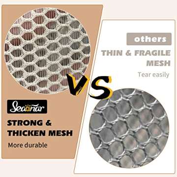 Seaonar Beach Bag for Women - 28L Beach Tote Mesh Beach Bag with Waterproof Pocket for Beach Pool Travel Vacation Shopping - Light Khaki