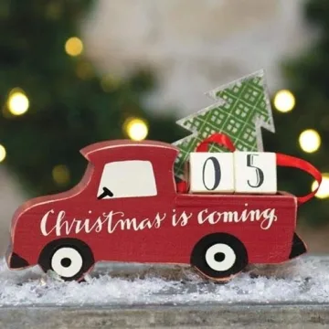 Whimsical Red Truck Countdown Block for Christmas Fun
