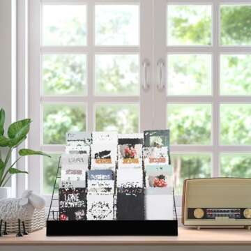 Queekay 6 Tier Wire Countertop Rack black Comic Book Holders Wide Wire Magazine Rack Tabletop Display Stand for Table Top Book Brochure Literature Comic Greeting Card Shelf Holder Stand