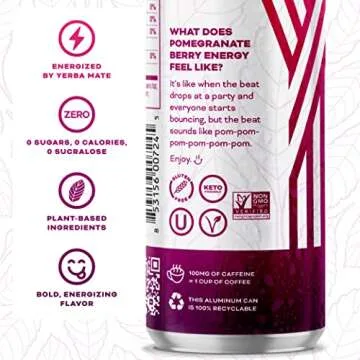 Yerbaé Energy Seltzer - Pomegranate Berry, 0 Sugar, 0 Calories, 0 Carbs. Yerbae is Energized by Yer...