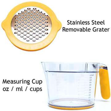 Versatile Manual Citrus Juicer with Measuring Cup and Grater