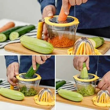 Versatile Manual Citrus Juicer with Measuring Cup and Grater