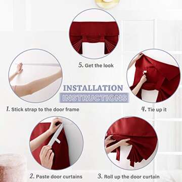RYB HOME Burgundy Red Blackout Door Curtain - Thermal Insulated & Stylish