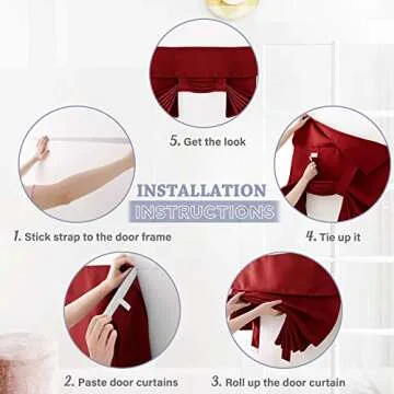 RYB HOME Burgundy Red Blackout Door Curtain - Thermal Insulated & Stylish