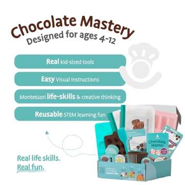 Tovla Jr. Ultimate Real Chocolate- Making Kit for Kids – Fun DIY Candy & Dessert Kit, STEM Activity for Ages 4+, Visual Learning Baking and Cooking Molds & Tools Set, Great Gift for Young Chefs