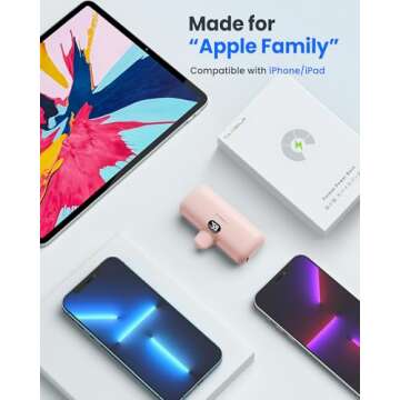 Taegila Portable Phone Charger for iPhone, 5000mAh Small Power Bank MFi Certified Built in Cable LCD Display & LED Light for All iPhone Series 14/13/12/11/XR/X/SE/8/7/6 Pro Max