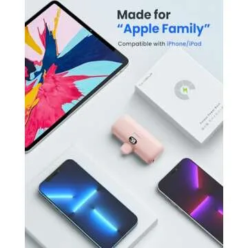 Taegila Portable Phone Charger for iPhone, 5000mAh Small Power Bank MFi Certified Built in Cable LCD Display & LED Light for All iPhone Series 14/13/12/11/XR/X/SE/8/7/6 Pro Max