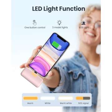 Taegila Portable Phone Charger for iPhone, 5000mAh Small Power Bank MFi Certified Built in Cable LCD Display & LED Light for All iPhone Series 14/13/12/11/XR/X/SE/8/7/6 Pro Max