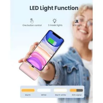 Taegila Portable Phone Charger for iPhone, 5000mAh Small Power Bank MFi Certified Built in Cable LCD Display & LED Light for All iPhone Series 14/13/12/11/XR/X/SE/8/7/6 Pro Max