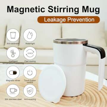 OUGETHER Self-stirring Coffee Mug - Automatic Mixing Cup with Temperature Display